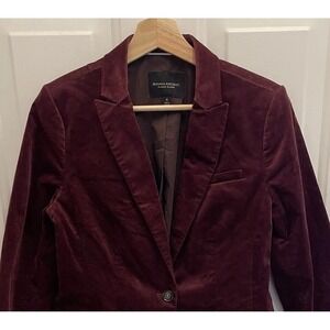 BANANA REPUBLIC Burgundy Velvet Blazer Jacket Size 6 Goth Dark Academia Holiday